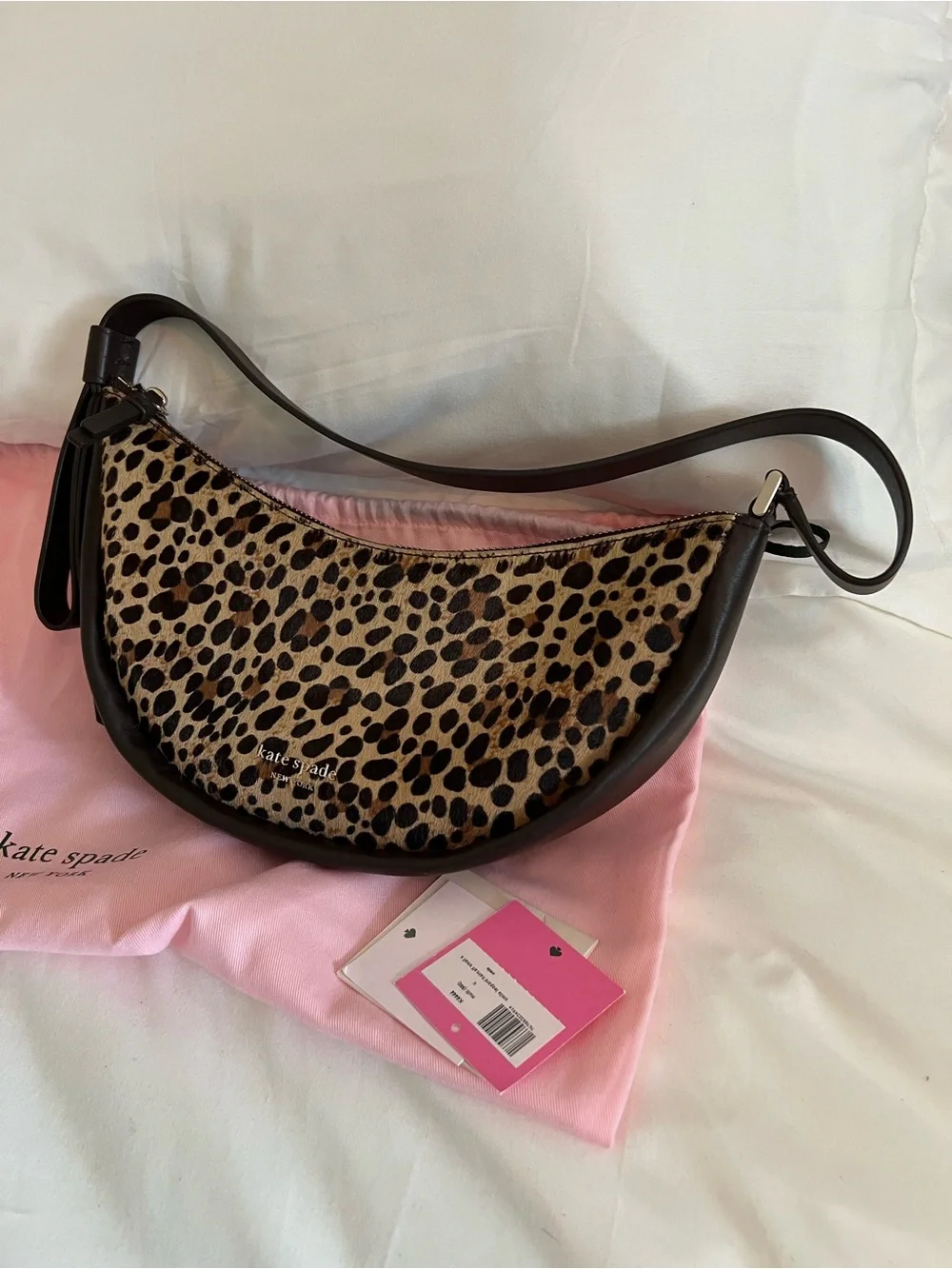 kate spade Leopard-Print Crescent Shoulder Bag in Black and Brown